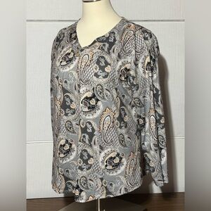 Sweet night 3XL Paisley Long Sleeve Blouse 30” L 23” p2p 26” sleeve 95% poly